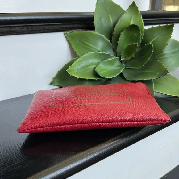 Coach, genuine, leather wristlet clutch handbag purse, red - Picture 5 of 7